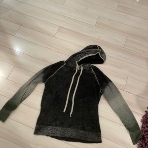 KOKUN Overdye mesh pullover hoodie - grey ombré with green cashmere.NEVER WORN